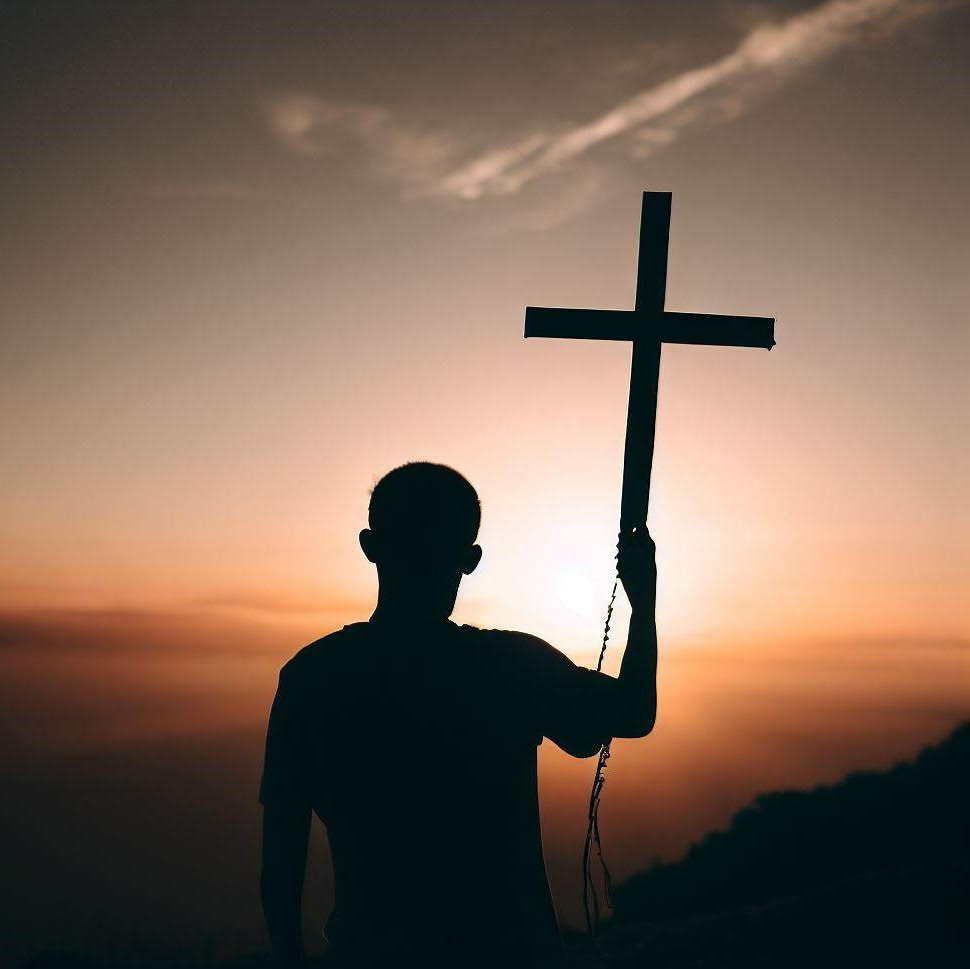 Picture of person Overcoming Our Crisis of Faith holding a cross and looking at the sunrise